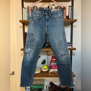 Kapital Distressed and Embroidered Jeans